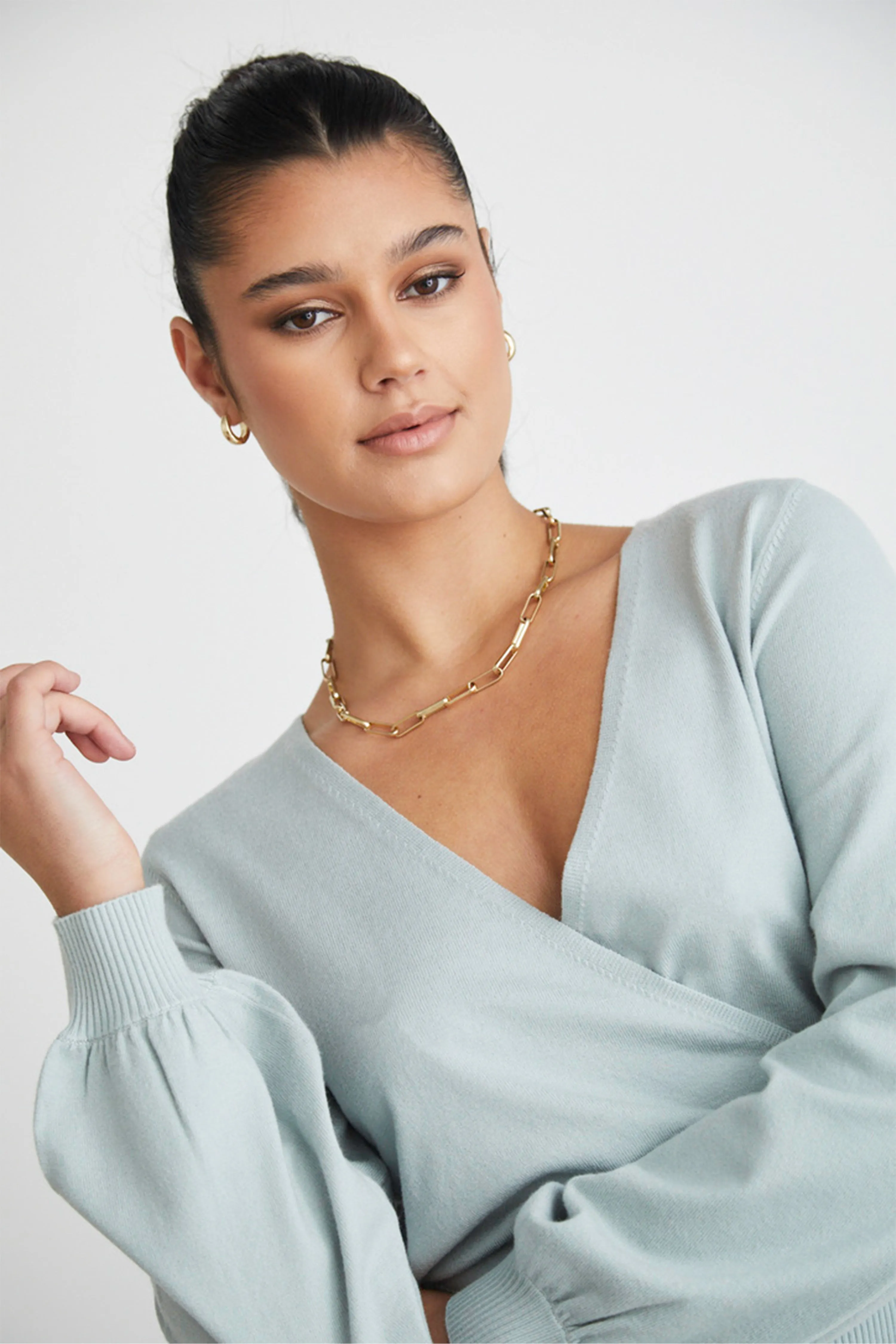 Cross My Heart Sage Ballerina Fine Knit Wrap Cardigan
