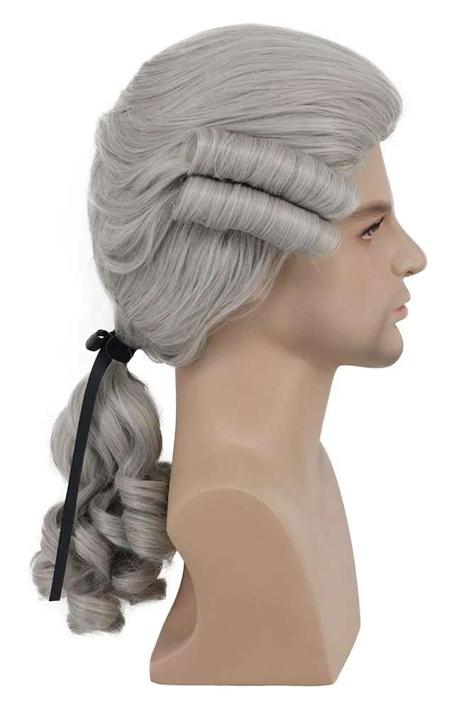 Karlery Colonial Man Long Wave Gray Wig for Halloween Costume and Anime Cosplay