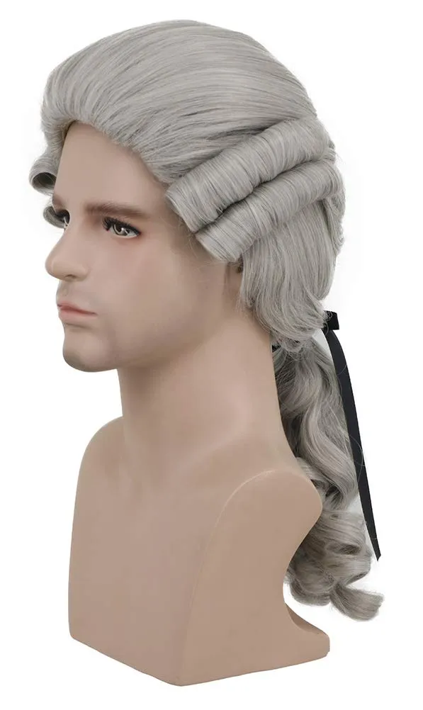 Karlery Colonial Man Long Wave Gray Wig for Halloween Costume and Anime Cosplay