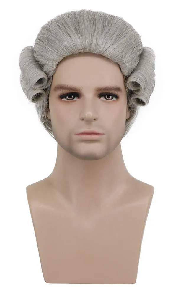 Karlery Colonial Man Long Wave Gray Wig for Halloween Costume and Anime Cosplay