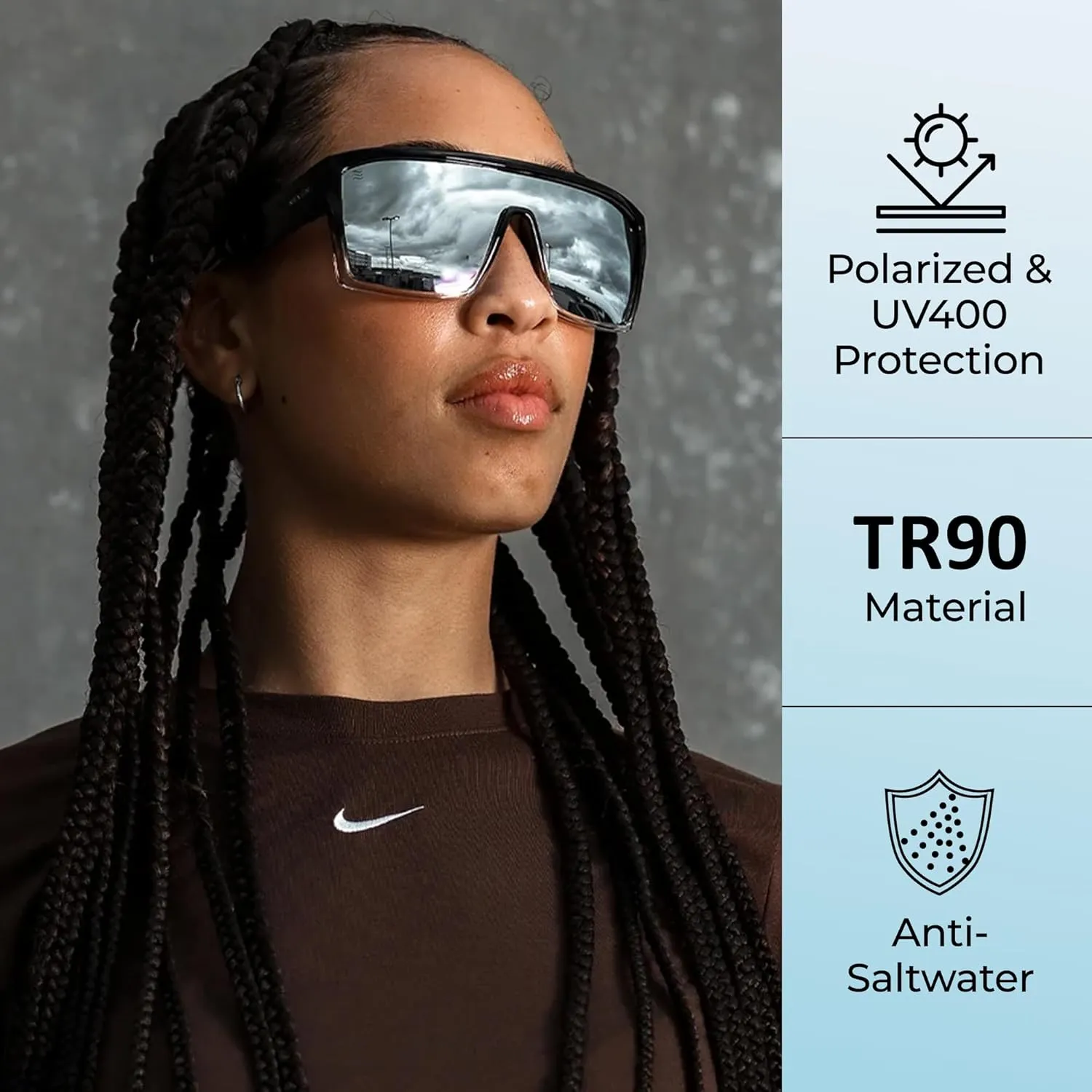NEVEN Slater UV Frame Sunglasses For Men & Women - TR90 Oversized Polarized Sunglasses for Men - Coastal Sport Boxy Glasses