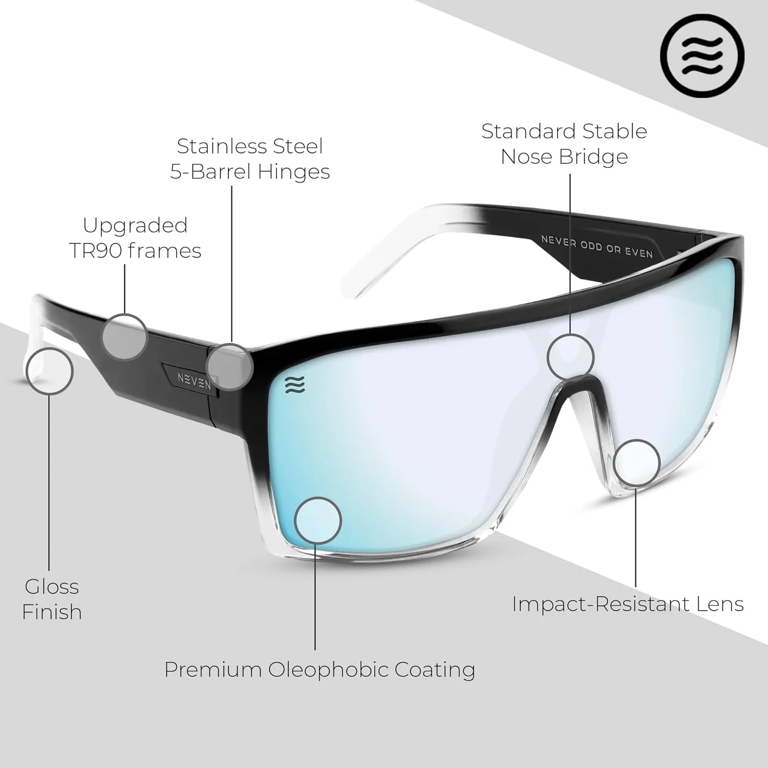 NEVEN Slater UV Frame Sunglasses For Men & Women - TR90 Oversized Polarized Sunglasses for Men - Coastal Sport Boxy Glasses