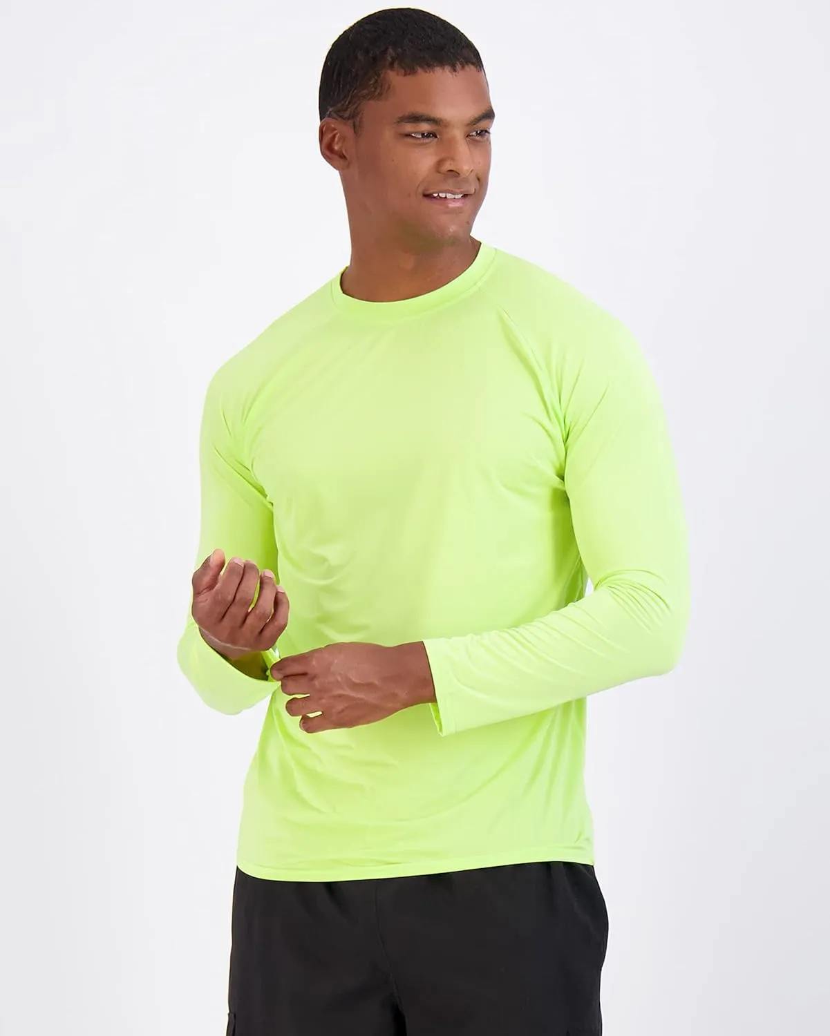 Real Essentials 4 Pack: Mens Long Sleeve Rash Guard Shirt UPF 50  Swim Beach UV Sun Protection Fishing Quick Dry (Big & Tall)