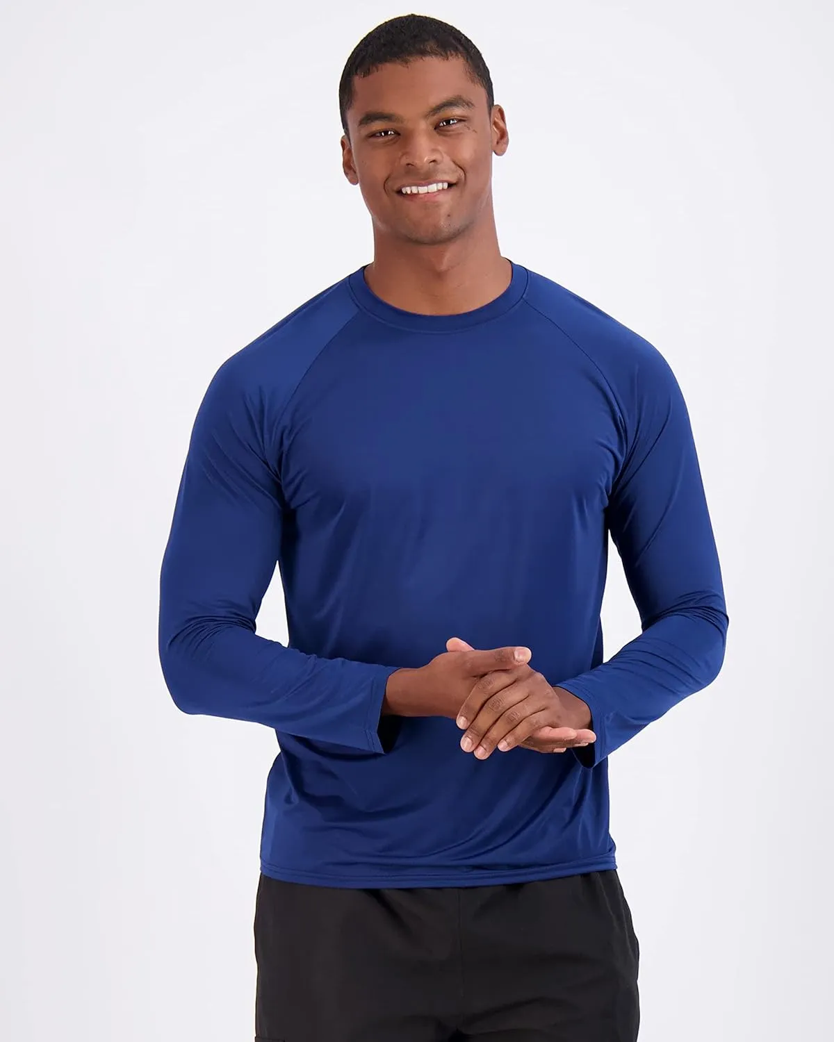 Real Essentials 4 Pack: Mens Long Sleeve Rash Guard Shirt UPF 50  Swim Beach UV Sun Protection Fishing Quick Dry (Big & Tall)