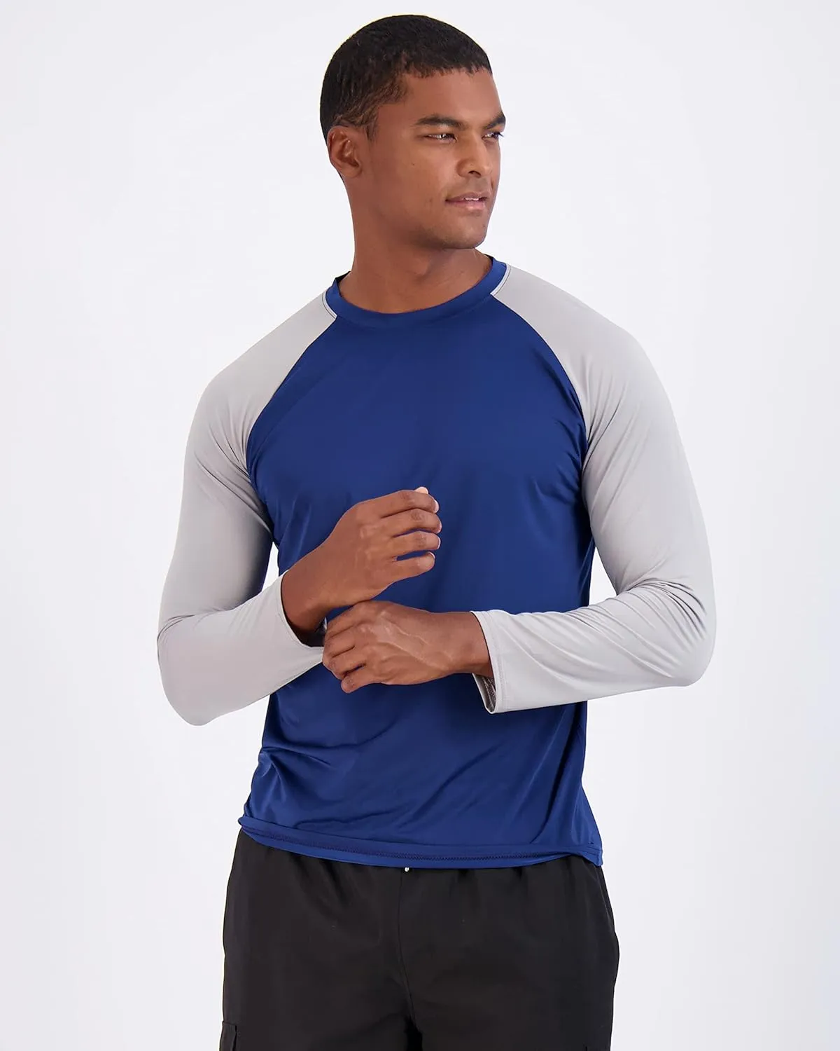 Real Essentials 4 Pack: Mens Long Sleeve Rash Guard Shirt UPF 50  Swim Beach UV Sun Protection Fishing Quick Dry (Big & Tall)