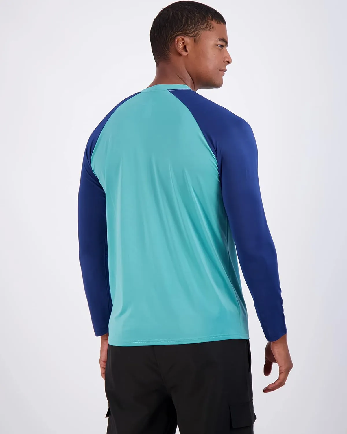 Real Essentials 4 Pack: Mens Long Sleeve Rash Guard Shirt UPF 50  Swim Beach UV Sun Protection Fishing Quick Dry (Big & Tall)