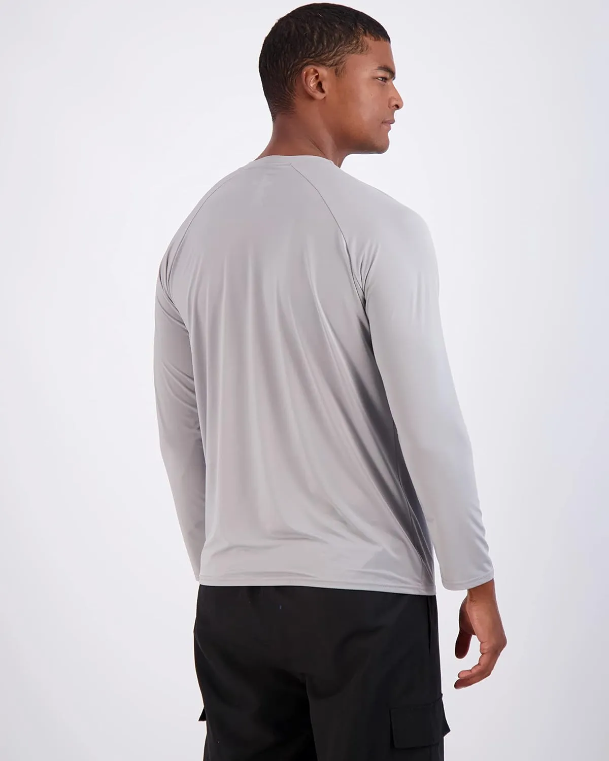 Real Essentials 4 Pack: Mens Long Sleeve Rash Guard Shirt UPF 50  Swim Beach UV Sun Protection Fishing Quick Dry (Big & Tall)