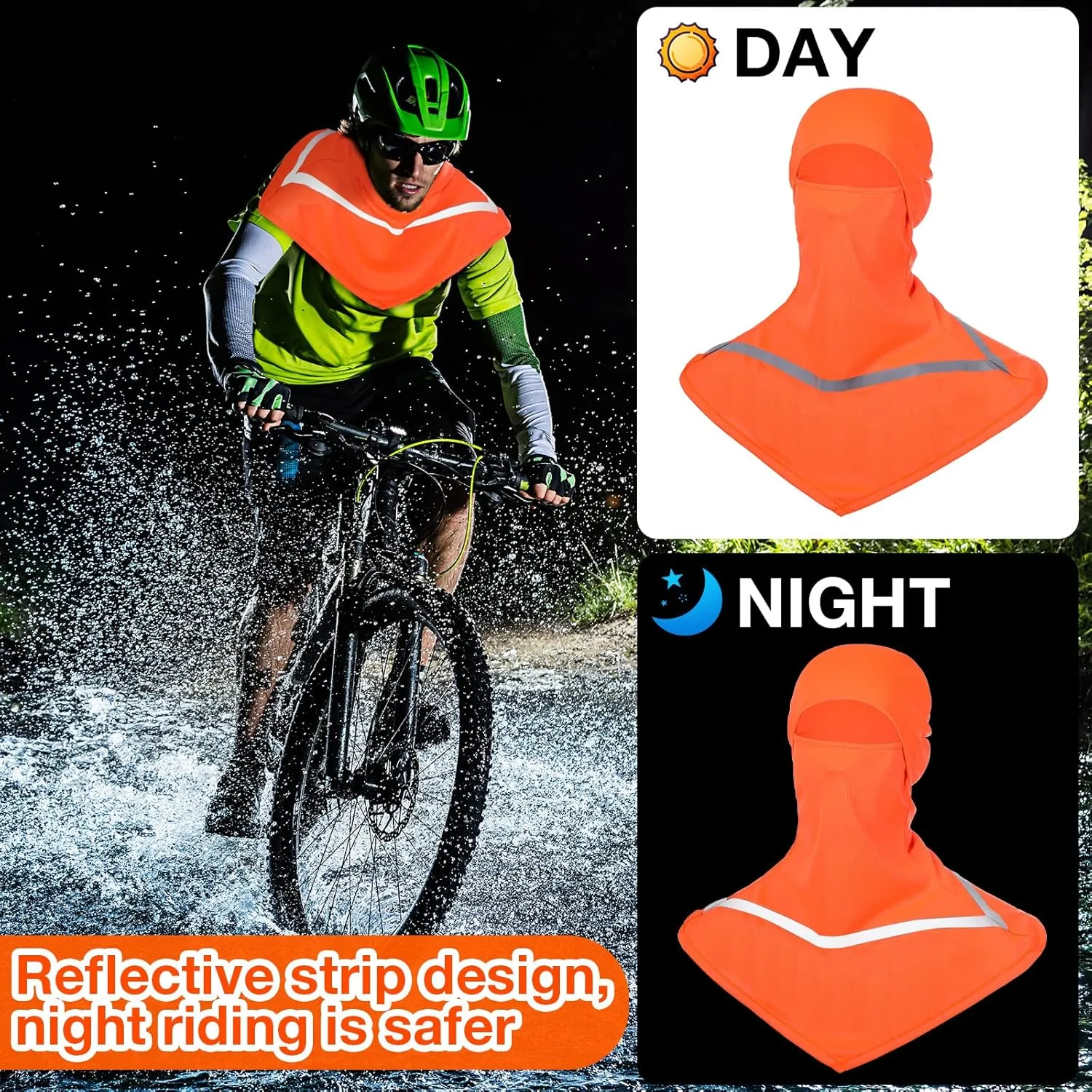 Seematn 4 Pcs Balaclava Sun Men Face Mask UV Protection with Reflective Strip for Construction Work Neck Covers Summer