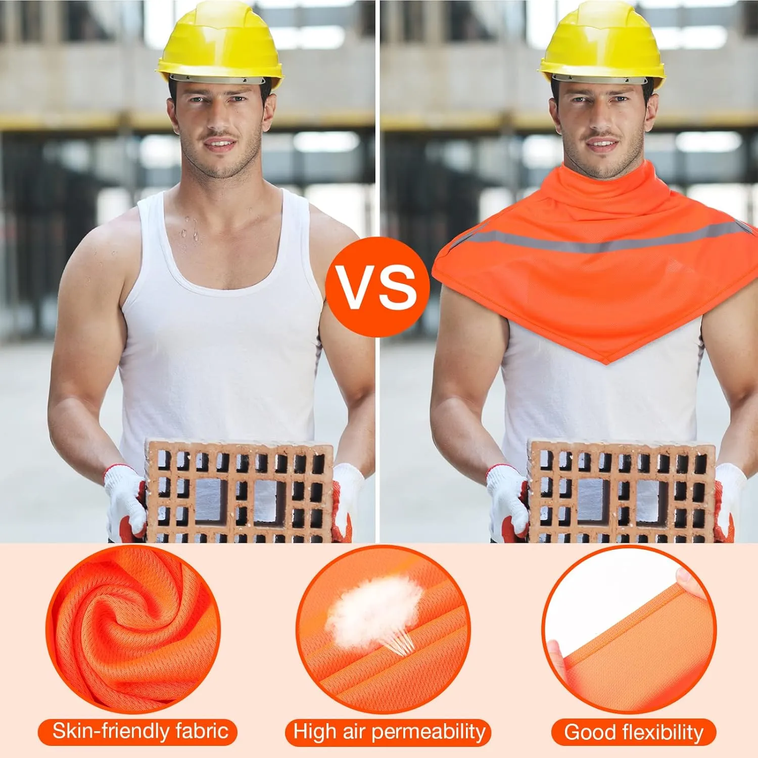 Seematn 4 Pcs Balaclava Sun Men Face Mask UV Protection with Reflective Strip for Construction Work Neck Covers Summer