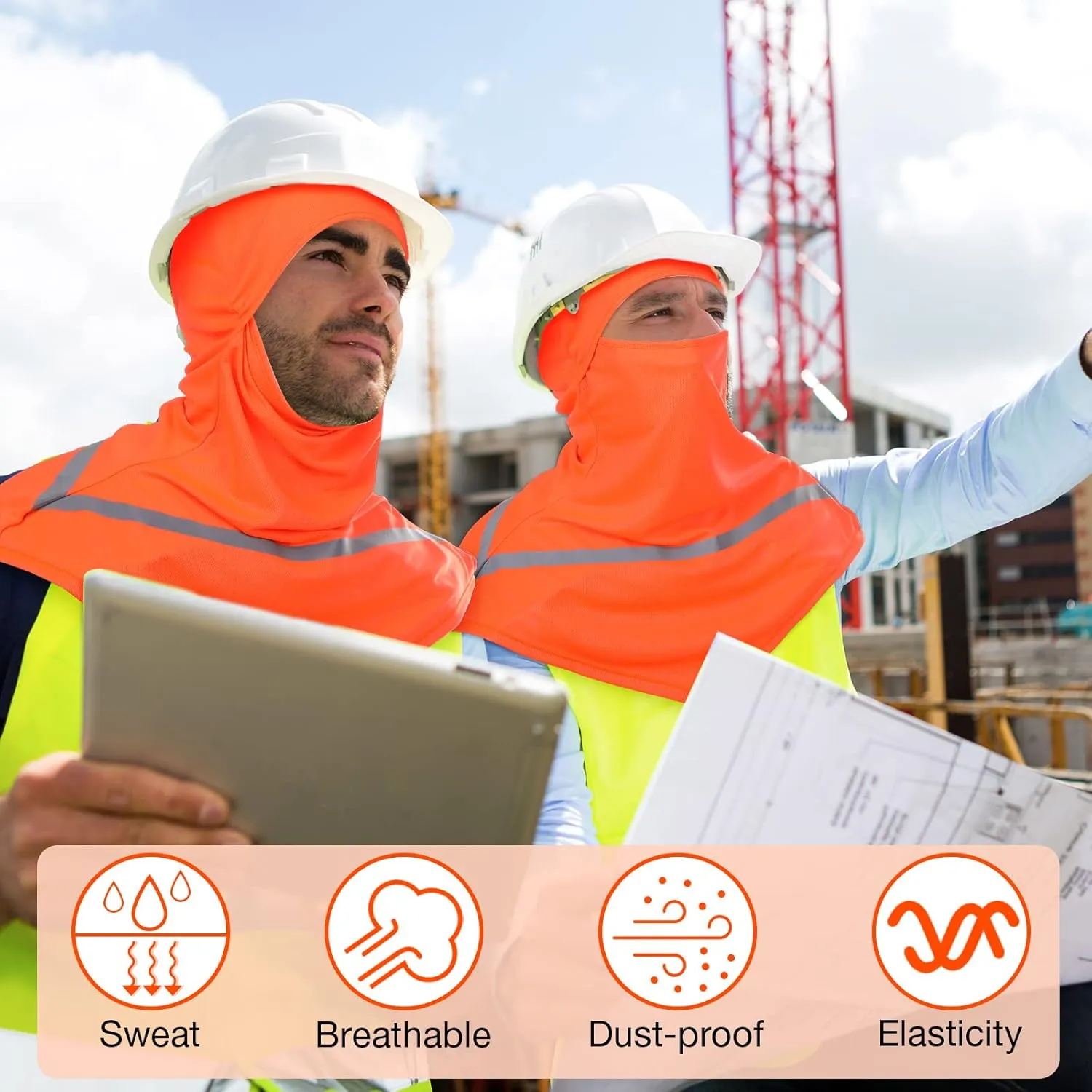 Seematn 4 Pcs Balaclava Sun Men Face Mask UV Protection with Reflective Strip for Construction Work Neck Covers Summer
