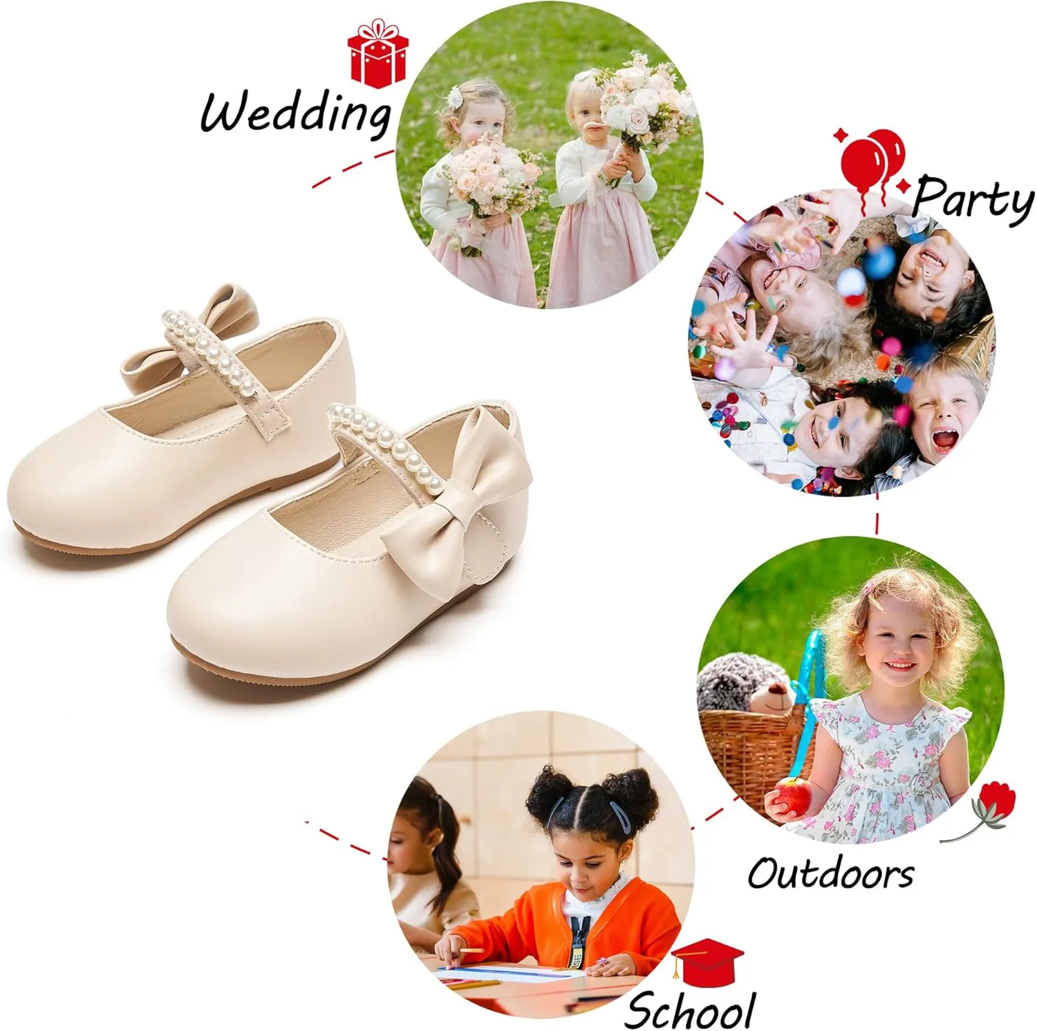Toddler Flower Girl Dress Shoes - Little Girl Mary Janes for Wedding Party