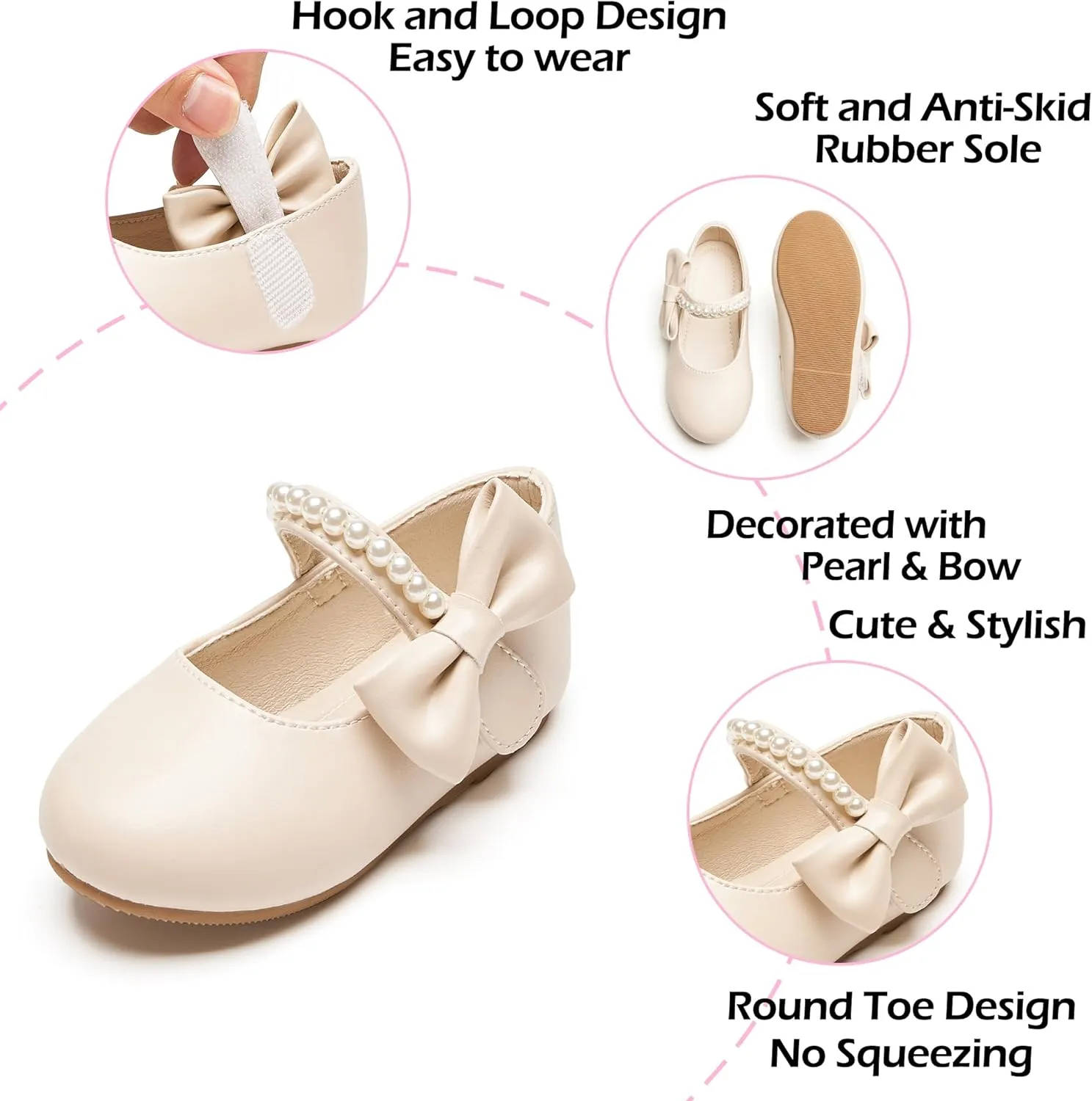 Toddler Flower Girl Dress Shoes - Little Girl Mary Janes for Wedding Party